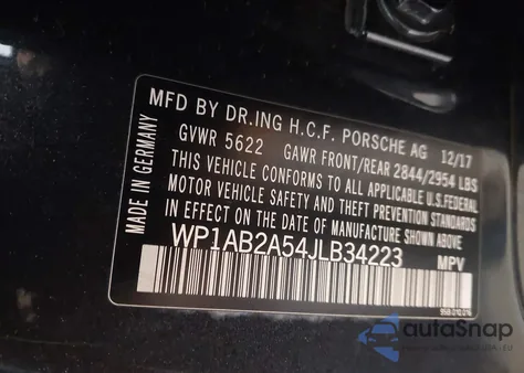 2018 Porsche Macan S from USA, damaged, VIN WP1AB2A54JLB34223